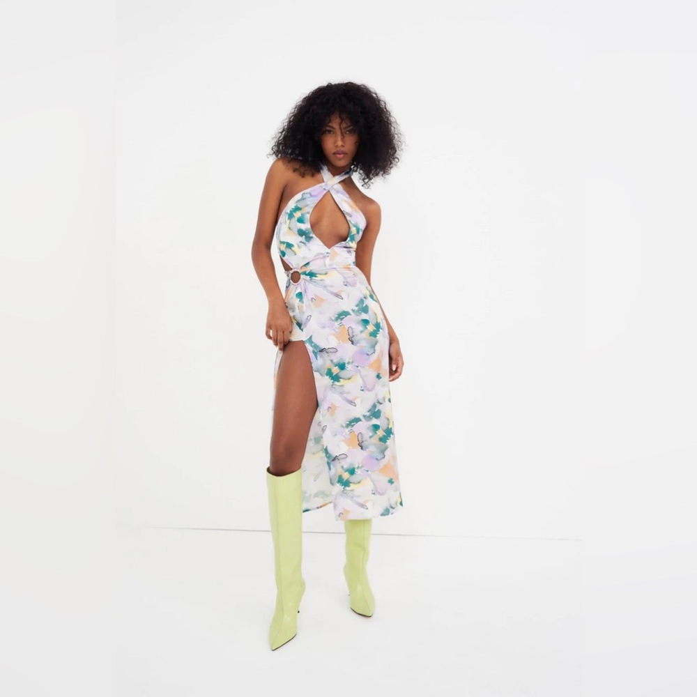 FOR LOVE & LEMONS MEGAN MIDI DRESS IN SMOKY FLORAL